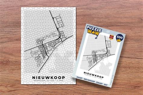 Puzzel Kaart Nieuwkoop Zwart Wit Legpuzzel Puzzel 500 Stukjes