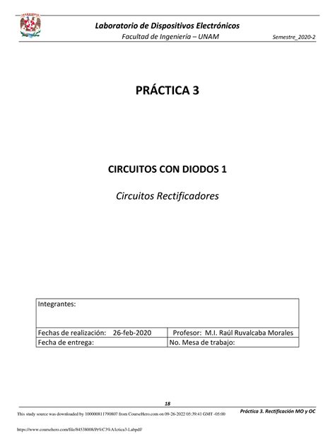 Pr ctica 3 Lab previo 3 Facultad de IngenierÌa UNAM Semestre 2020