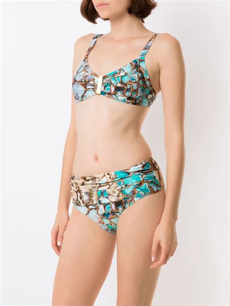 Lygia Nanny Anne Marbled Effect Two Piece Bikini In Blue Modesens