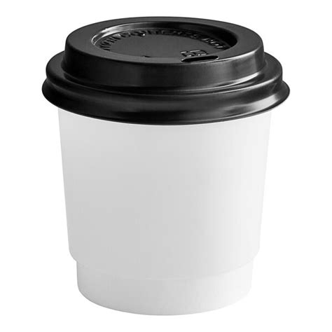 Choice 4 Oz White Smooth Double Wall Paper Hot Cup And Lid 100 Pack