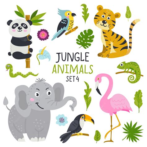 Premium Vector | Vector set of cute animals from jungle