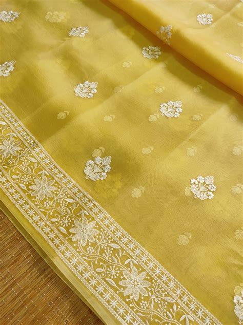 Pure Organza Silk Heavy Jaal Work Embroidery Saree Artofit