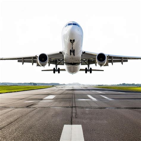 Premium Photo A White Airplane Is Taking Off From A Runway