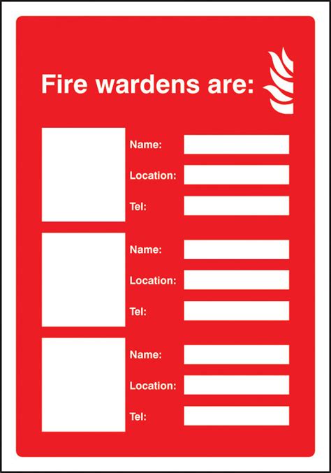 Fire Wardens Are 3 Names Locations And Numbers Sign Uk Warning