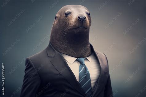 Portrait Of A Elephant Seal Dressed In A Formal Business Suit