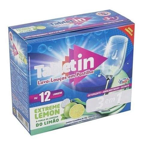 1 Cx Detergente Lava Louça Tablet In Lemon 12 Pastilhas 3x1