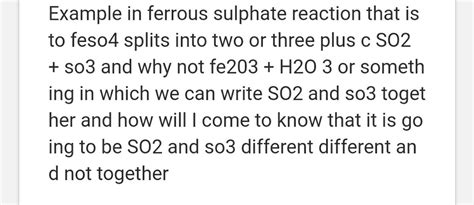 Example in ferrous sulphate reaction that... - Physical Chemistry