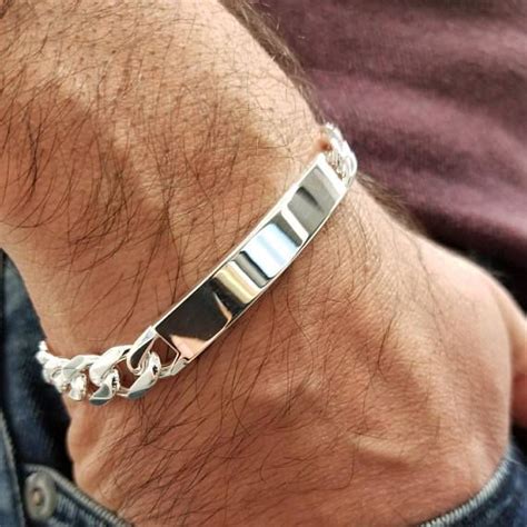 Personalized Italian Sterling Silver Id Bracelet For Men