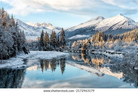 Winter Mountain River Snow Landscape Snow Stock Photo 2172963179 ...