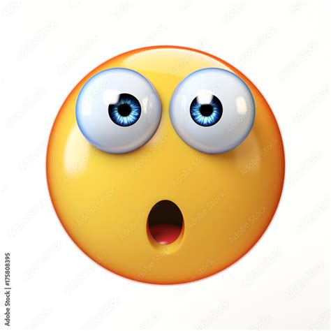 Surprised emoji isolated on white background, shocked emoticon 3d rendering Stock Illustration ...