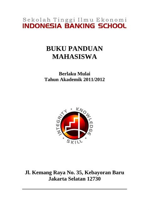 Pdf Buku Panduan Mahasiswa Indonesia Banking School Panduan