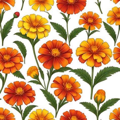 Marigold Flowers Vector Set White Background Isolated Premium Ai