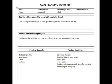 Goal Setting Worksheet Brian Tracy