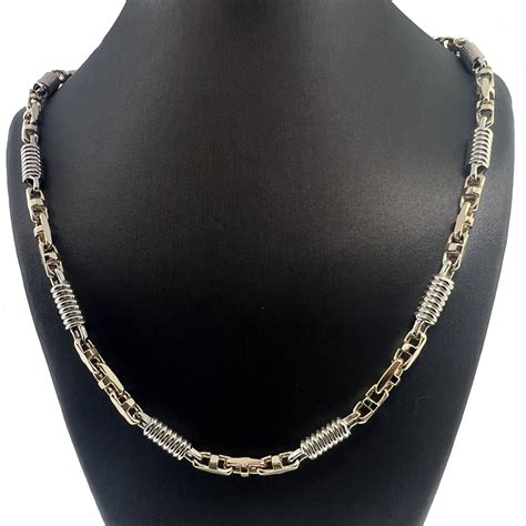 K Two Tone Yellow And White Gold Wire Link Chain Necklace Grams