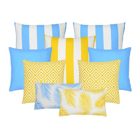 Byron Blue And Yellow 9 Outdoor Cushion Cover Collection