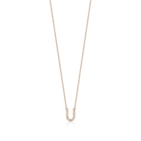 Tiffany Letters Alphabet Pendant In 18k Rose Gold With Diamonds