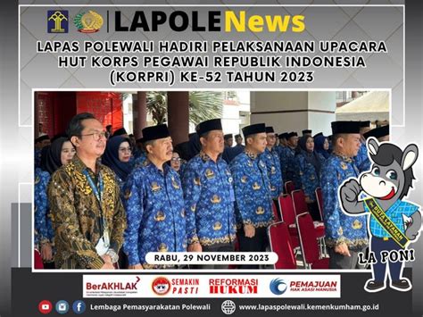 Lapas Polewali Hadiri Pelaksanaan Upacara HUT KORPRI Ke 52 Lingkup