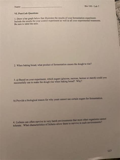 Name Bio 100 Lab 7 VI Post Lab Questions 1 Draw A Chegg