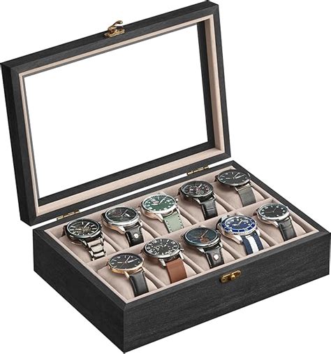 Amazon SONGMICS Watch Box 10 Slot Watch Case Solid Wood Watch