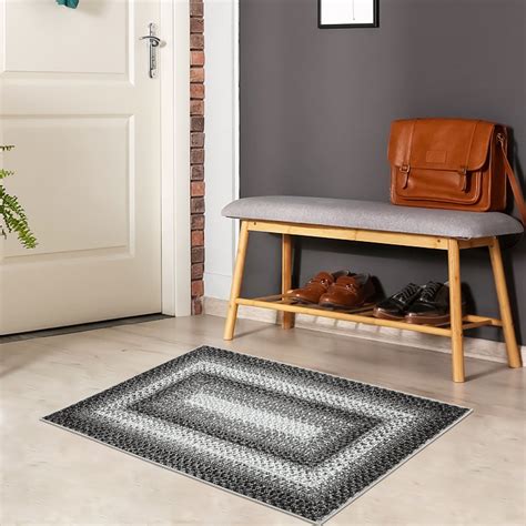 Faironly X Small Area Rug Modern Floor Cover Braided Print Door