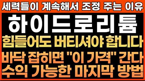 하이드로리튬 리튬포어스 주가 전망 세력들이 계속해서 조정 주는 이유 힘들어도 버티셔야 합니다 바닥 잡히면 이 가격