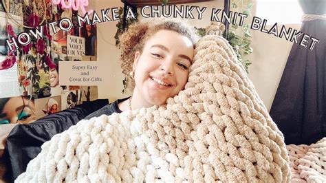 How To Make A Chunky Knit Blanket Super Easy And Cheap Youtube