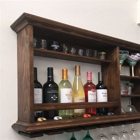 Mini Bar Weathered Gray Wine Rack X Wall Mounted Liquor Cabinet