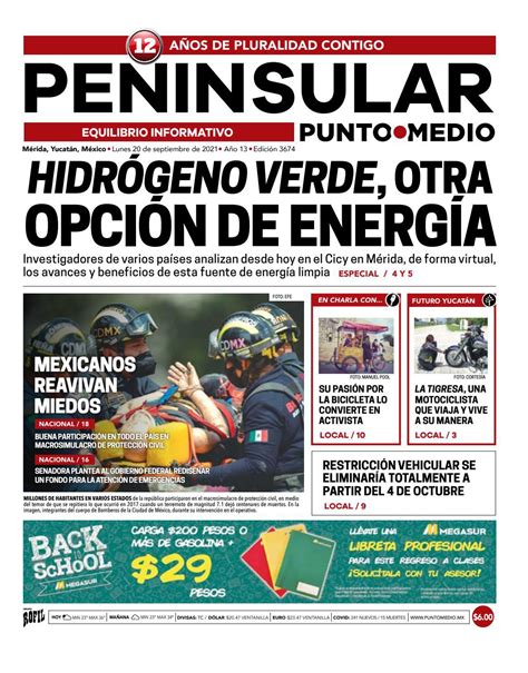 Edición Impresa Peninsular Yucatán lunes 20 de septiembre del 2021