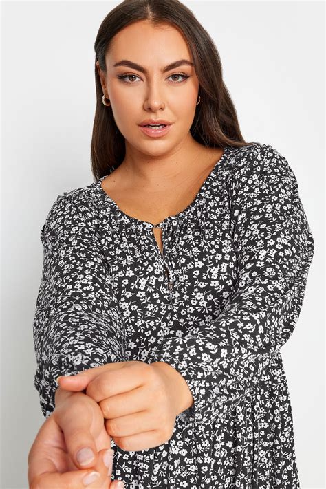 Yours Plus Size Black Ditsy Floral Print Midaxi Dress Yours Clothing