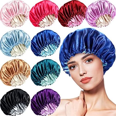 Amazon 12pcs Large Satin Bonnets For Sleeping Silky Hair Bonnet