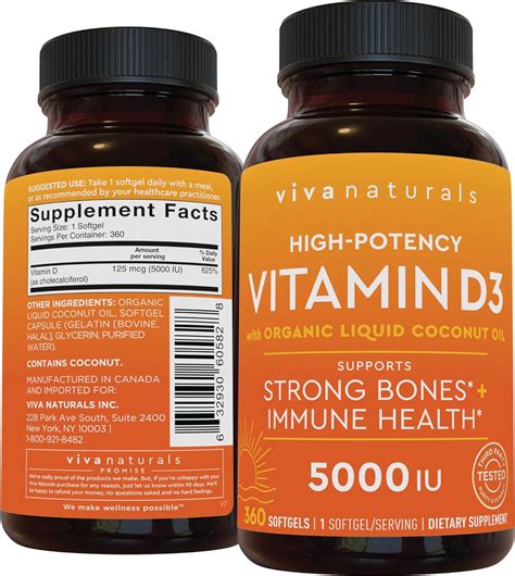 Vitamin D3 5000 Iu 360 Softgels High Potency Vitamin D Made With