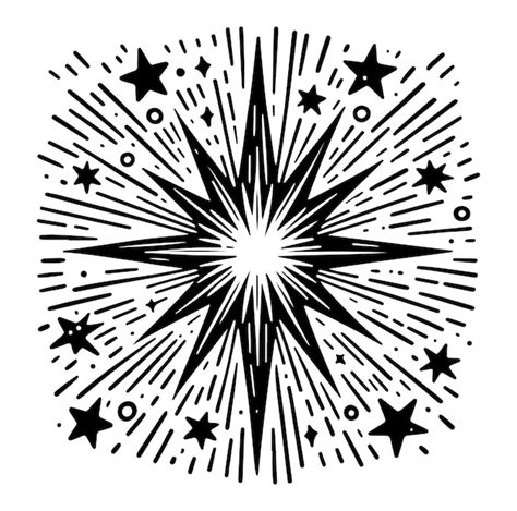 Premium Vector Hand Drawn Star Burst Rays In Simple Retro Design