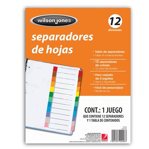 Acco Wilson Jones Separador TAB 12 Divisiones 5 Piezas Rojo P2458