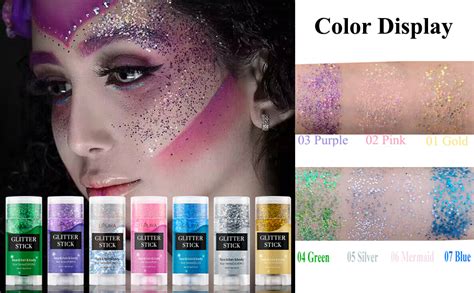 Yeweian Purple Face Body Glitter Stick Eye Nails Hair Body Glitter Gel Singer