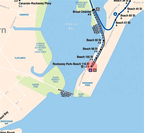 Rockaway Park-Beach 116th Street station map - New York subway