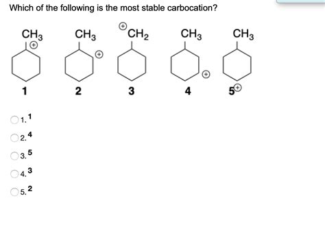 Solved Which Of The Following Is The Most Stable Chegg