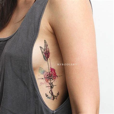 Wayfair Watercolor Compass Arrow Anchor Temporary Tattoo Arm Cuff Tattoo Cuff Tattoo Tattoos