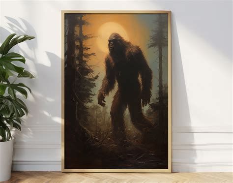 Bigfoot Sasquatch Cryptid Fine Art Print Dark Academia Painting