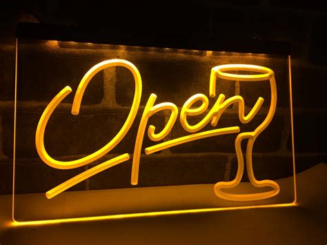 Lb536 Script Open Glass Cocktails Bar Led Neon Light Sign Home Decor Crafts Plaques And Signs