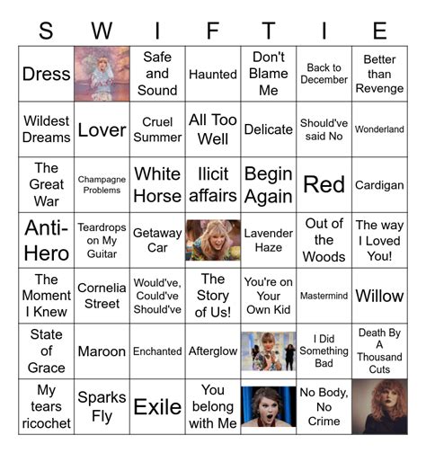 ERAS TOUR Bingo Card