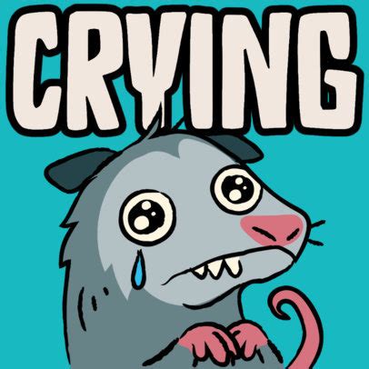 Placeit Twitch Emote Template Featuring A Cute Crying Opossum