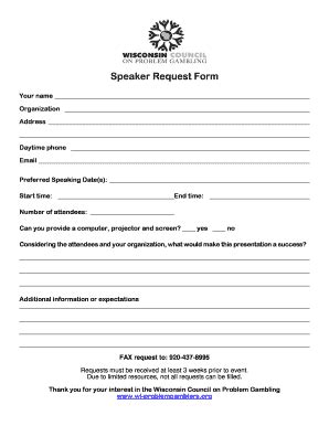 Speaker Request Form Template Fill Online Printable Fillable Blank