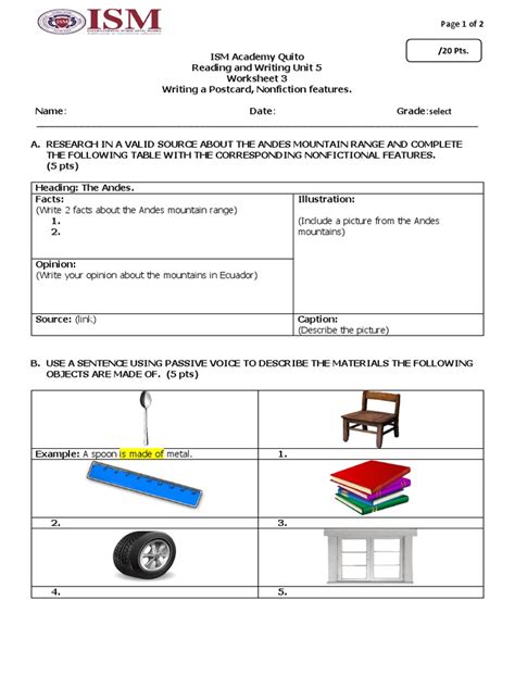 Unit 5 Worksheet 3 Reading And Writing Pdf