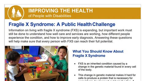 Free Materials On Fragile X Syndrome Fragile X Syndrome FXS CDC