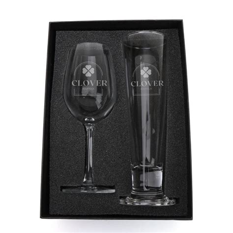 Laser Engraved Wine Glass Pilsner Set Prommoo