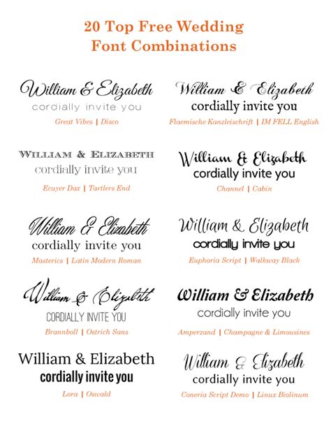 The Most Free Wedding Font Combinations For Any Type Of Design