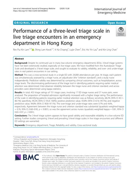 Pdf Performance Of A Three Level Triage Scale In Live Triage Encounters In An Emergency