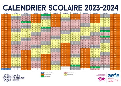 Le Calendrier Scolaire Lycée Français Charles Lepierre Lisbonne