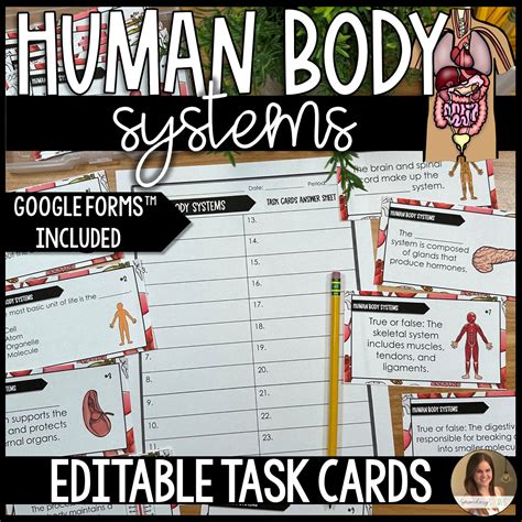 Human Body Systems Task Cards Editable And Google Forms Secondary