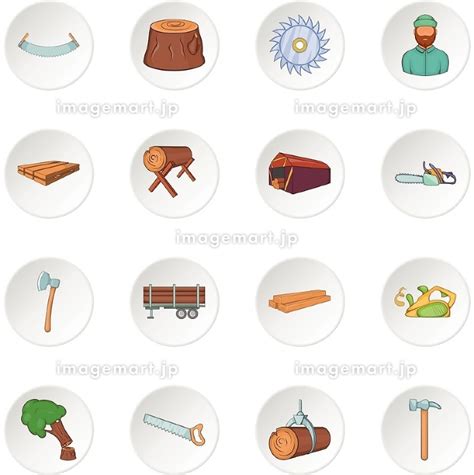 Timber industry icons set cartoon styleのイラスト素材 188110242 イメージマート